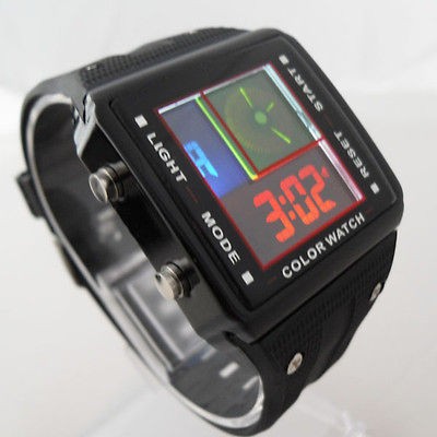 Rare Digital Date Alarm Mix LED Mens Ladys 12/24H Watch