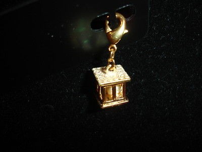 PILGRIM JEWELLERY GOLD PLATED CAGE WITH CREAM DICE &TINY CRYSTALS BNWT