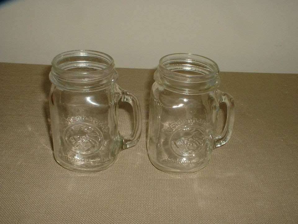 Golden Harvest Clear Glass Drinking Jars or Mugs with Handles Holds 