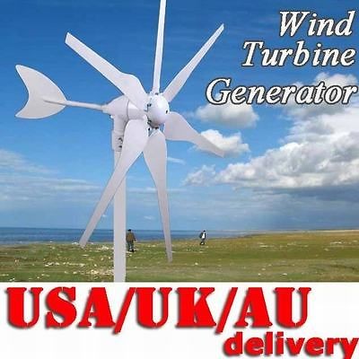 BRAND NEW 300W WATT WIND TURBINE GENERATOR WITH 6 BLADES LIGHT AND 