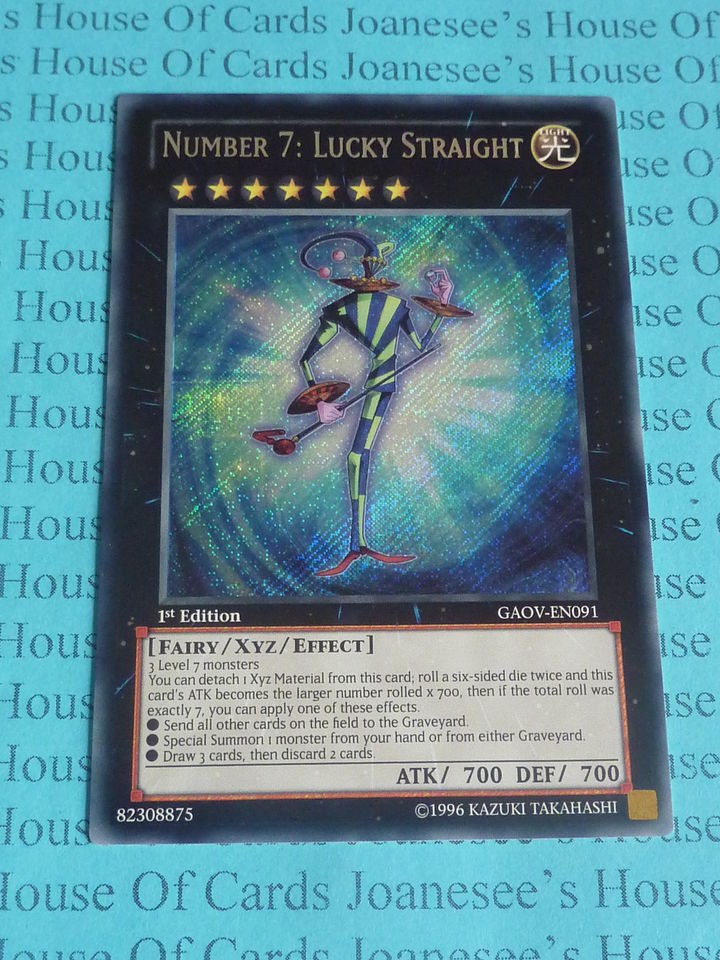 Yu gi oh Number 7 Lucky Straight GAOV EN091 Secret Rare Mint 1st 