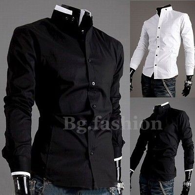 New Mens Luxury Casual Slim Fit Stylish Long Sleeve Dress Shirts 2 