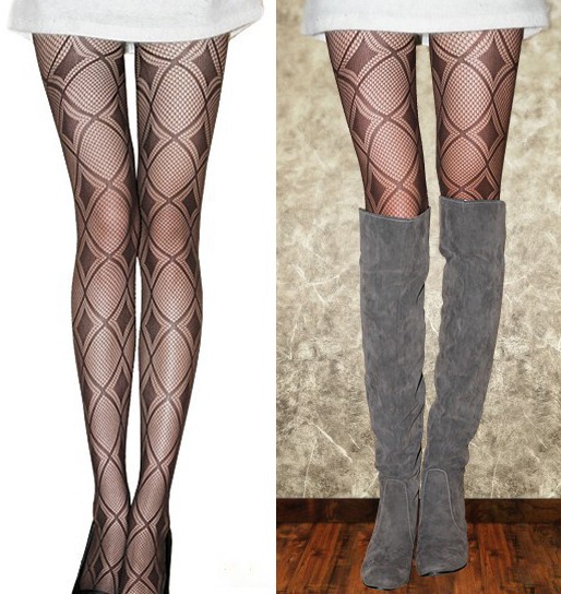 Womens Argyle Jacquard Pantyhose Lady Fishnet Stocking Tights S2527#