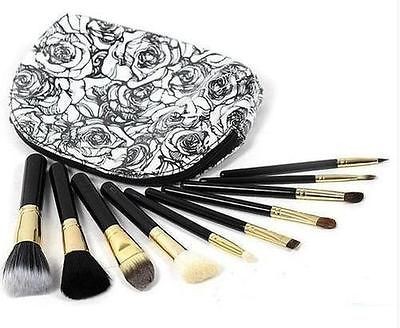 Hot 10 pcs Makeup Brush Cosmetic Brushes Set With 2 Waterproof PVC 