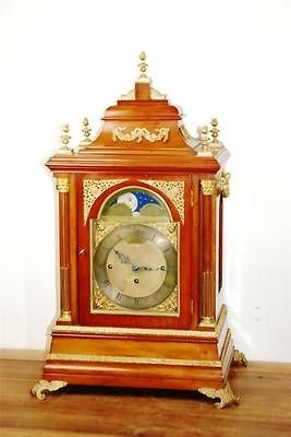 FINE RARE 8 BELLS MUSICAL TRIPLE FUSEE MOONPHASE MAHOGANY BRACKET 