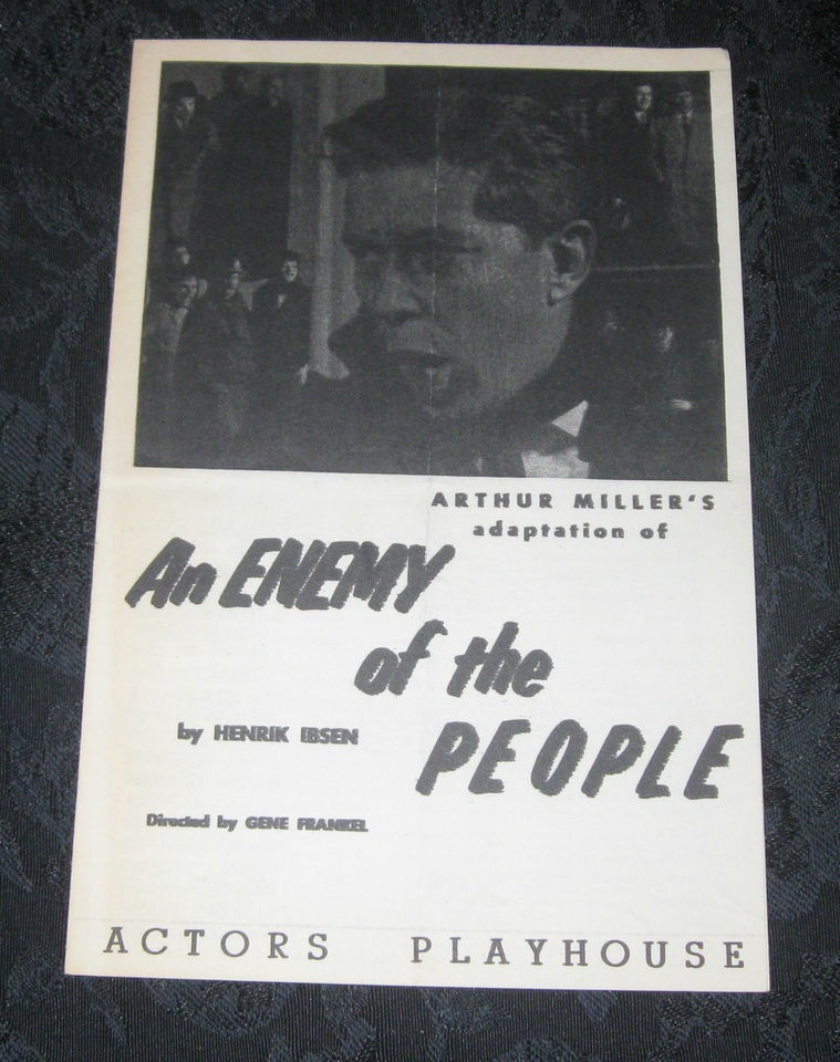 Playbill AN ENEMY OF THE PEOPLE Arthur Miller/Hanrik Ibsen, @ Actors 