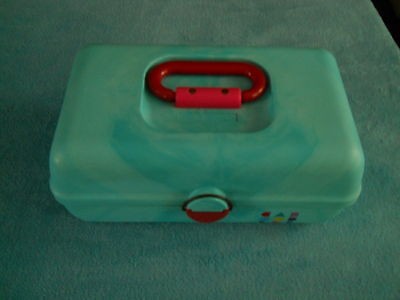 VINTAGE Mini Caboodle Case w/ Mirror & Insert Tray Aqua/ Lavender