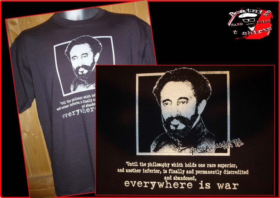 NEW   HAILE SELASSIE ETHIOPIA RASTAFARI WAR T SHIRT S M L XL BEATNIK