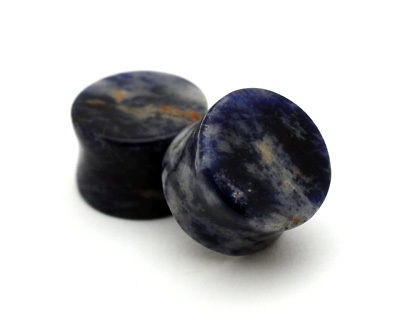 Pair of Sodalite Stone Plugs set gauges PICK SIZE