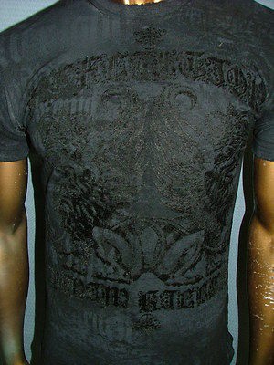 68 AFFLICTION Tattoo BLACK LAVA WASH Graphic FIGHT BIKER MMA UFC T 