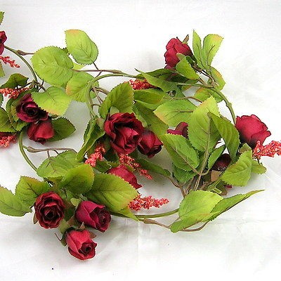 64 Inch Artificial Wedding Silk Flower Autumn Red/Black Rose Buds 