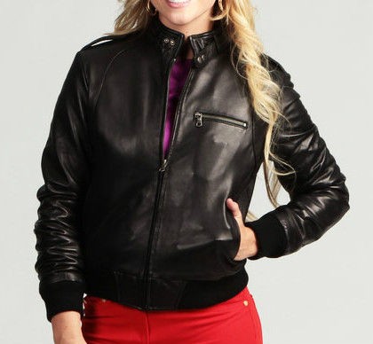 Black Leather Bomber Jacket . Soft Lambskin . S M L XL 2X 3X . member 