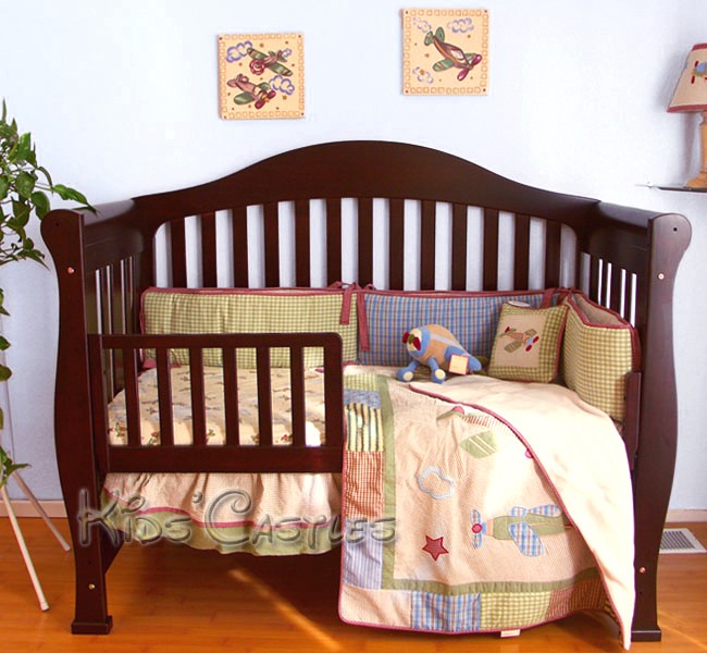 in 1 ASPEN SOLID WOOD CHERRY CONVERTIBLE BABY CRIB TODDLER RAIL 