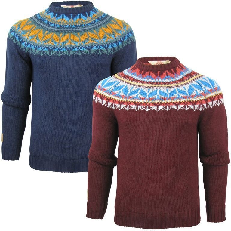 Tokyo Laundry Mens Aztec/ Nordic Crew Neck Jumper/ Sweater Hornet