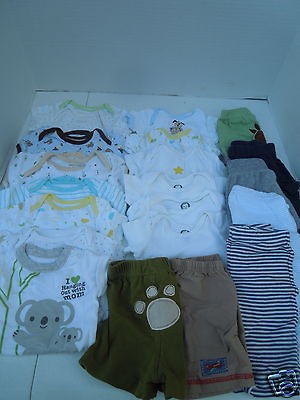 Baby Boy Newborn 0 3 months Onesies, Pants and Shorts Huge Clothes Lot 