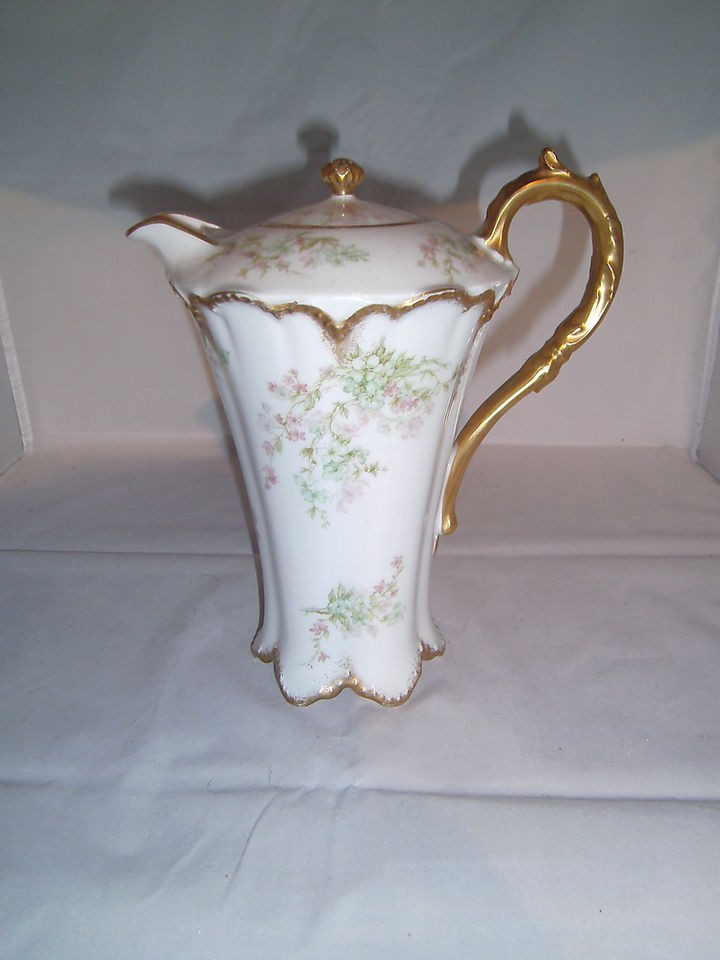 Haviland Limoges France Chocolate Coffee Tea Pot Floral Design Pink 