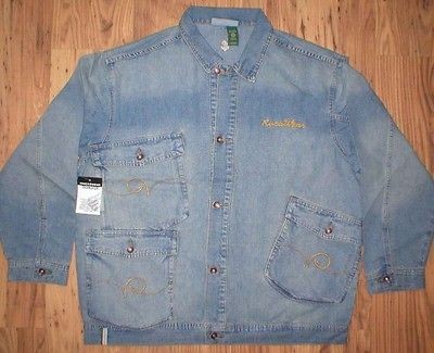 Rocawear Brand New Mens Denim Jean Jacket Long Slv Ingigo tint blue 