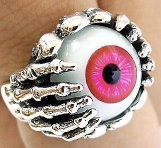   SKULL CLAW 925 STERLING SILVER RING Sz 15   EYE BALL PUNK EMO ROCK