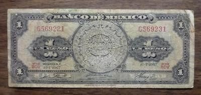 1967 V 10 Circulated Un Peso $1 Banco De Mexico BDV Series G569231 08