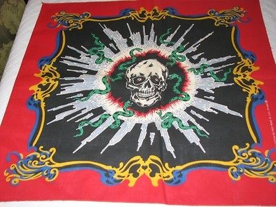 VINTAGE BIKER GOTH SKULL SNAKES MOTORCYCLE BANDANA DU RAG HAT