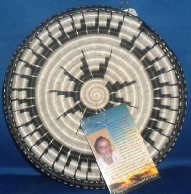 Trivet Rwanda Black & White Sisal Starburst by Jeanne NEW Changing 