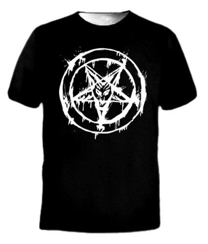 Blk Blood Pentagram Baphomet Occult Black Metal T Shirt