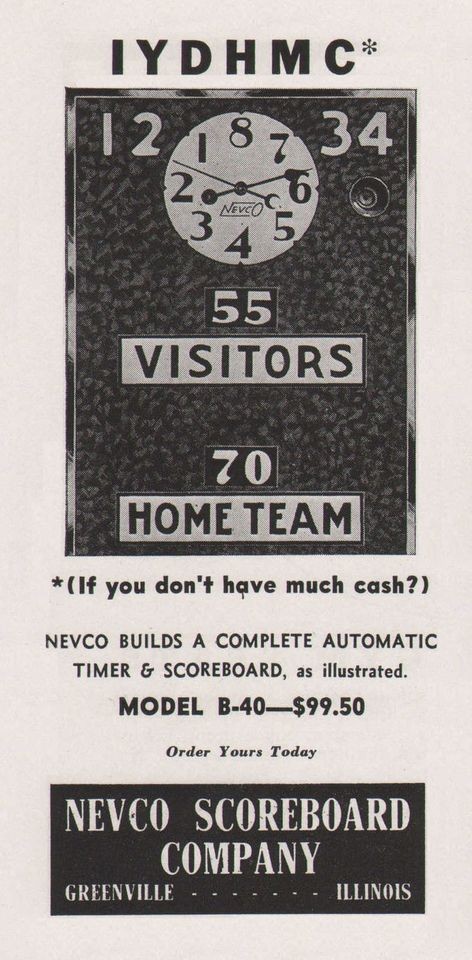 Vintage 1940s NEVCO Scoreboards Print Ads   Greenville, IL