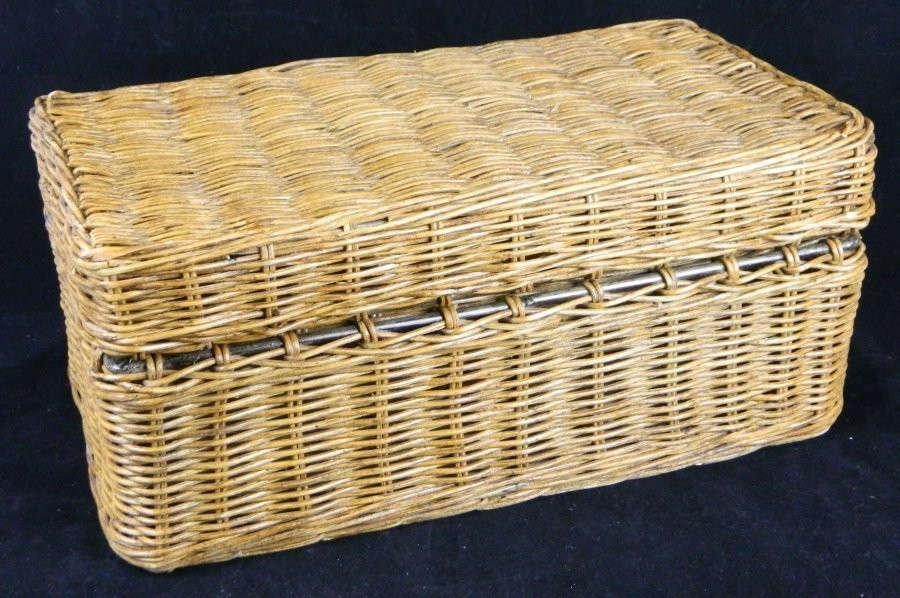 VINTAGE LIGHT BROWN WOVEN SHELF STORAGE BASKET