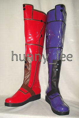 Bartman Arkham Asylum Harley Quinn Cosplay Thigh High Boots Custom 