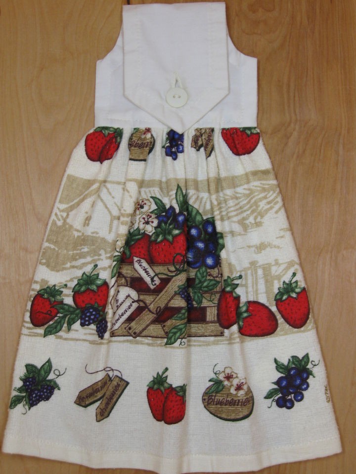 Strawberry Blueberry Basket Kitchen Handy Handmade Hanging Hand Towel