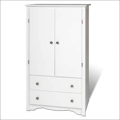 New White Monterey 2 Door Bedroom Armoire Wardrobe