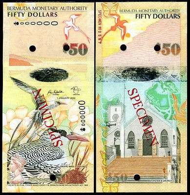 BERMUDA 50 DOLLARS 2009 P NEW HYBRID SPECIMEN UNC