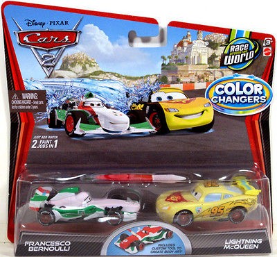   Cars 2 Color Changers FRANCESCO BERNOULLI and LIGHTNING McQUEEN NIP