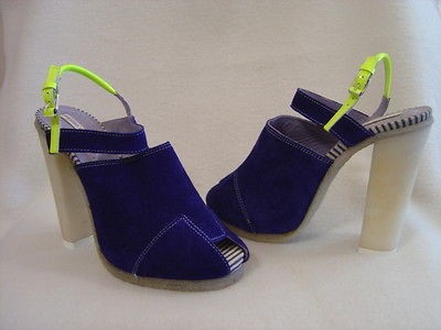 NEW Opening Ceremony Yellow Glastonbury Suede Heels in Pacific NIB $ 