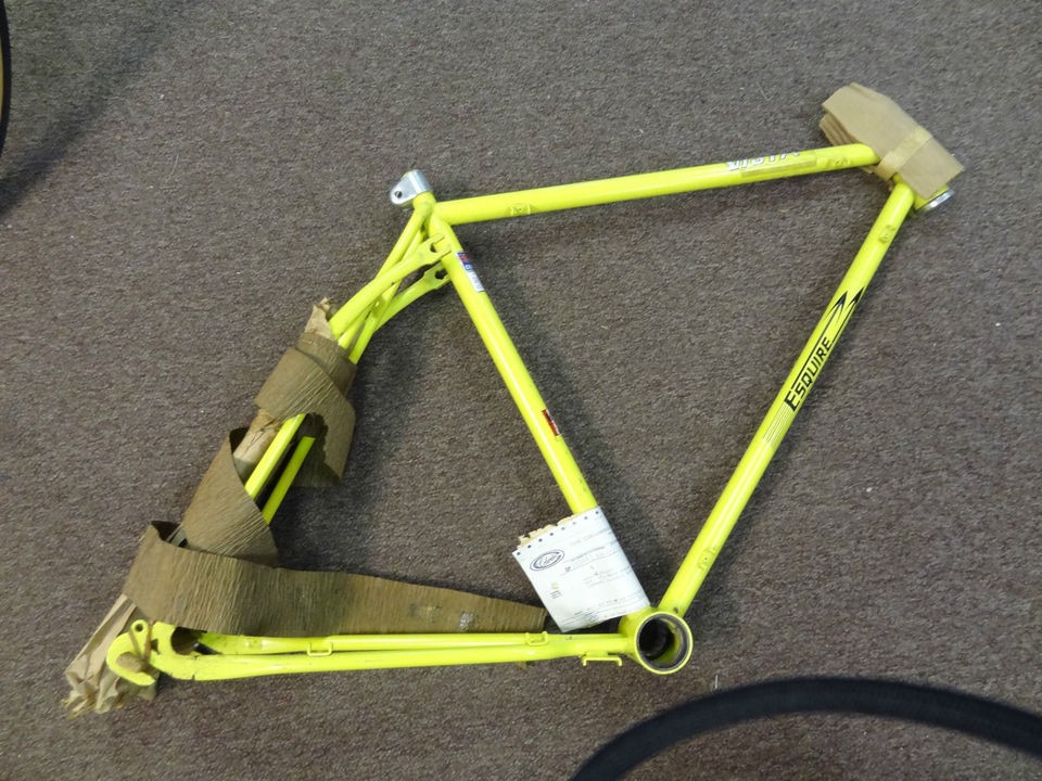 Vintage Mens Bike Frame & Fork Steel 27 inch Wheels 21 inch Yellow 