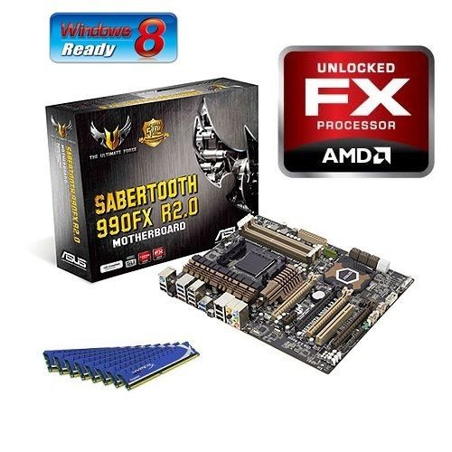 AMD FX 8350 Eight CORE CPU SABERTOOTH MOTHERBOARD 32GB DDR3 MEMORY RAM 