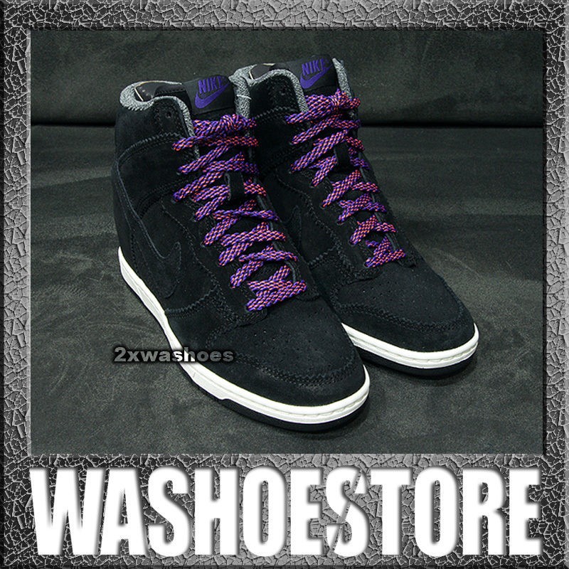 2012 Nike Wmns Dunk Sky Hi Black Sail Court Purple Noir 528899 014 US 