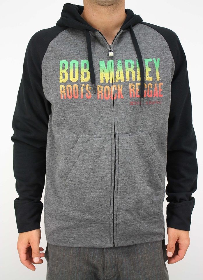 Billabong Mens Bob Marley Roots, Rock, Reggae Full Zip Hoodie Black 