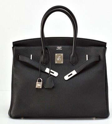 HERMES BIRKIN 35 Bag Black pall hardware rich and sleek