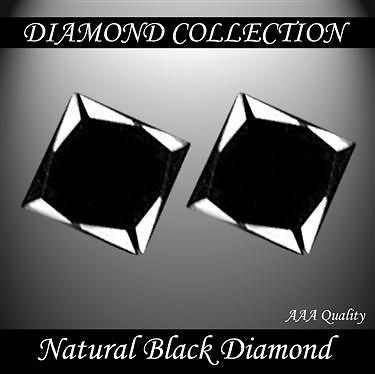 05 Ct Certified Princess Cut Black Diamond Solitaires   1 Carat 