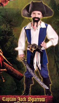 Pirate Halloween Costume Captain Jack Sparrow Boys Small Medium 