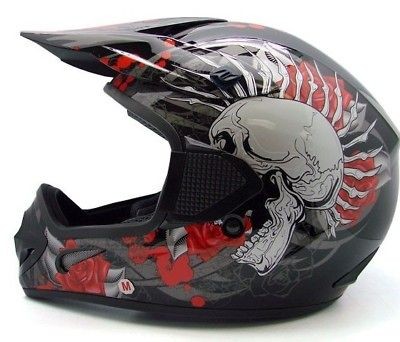 BLACK ROSE SKULL DIRT BIKE MOTOCROSS HELMET MX GEAR~L