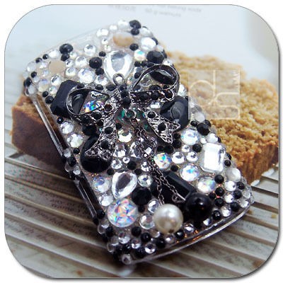 Black Bow BLING 3D Hard Skin Case Back Cover For Blackberry Curve 9350 