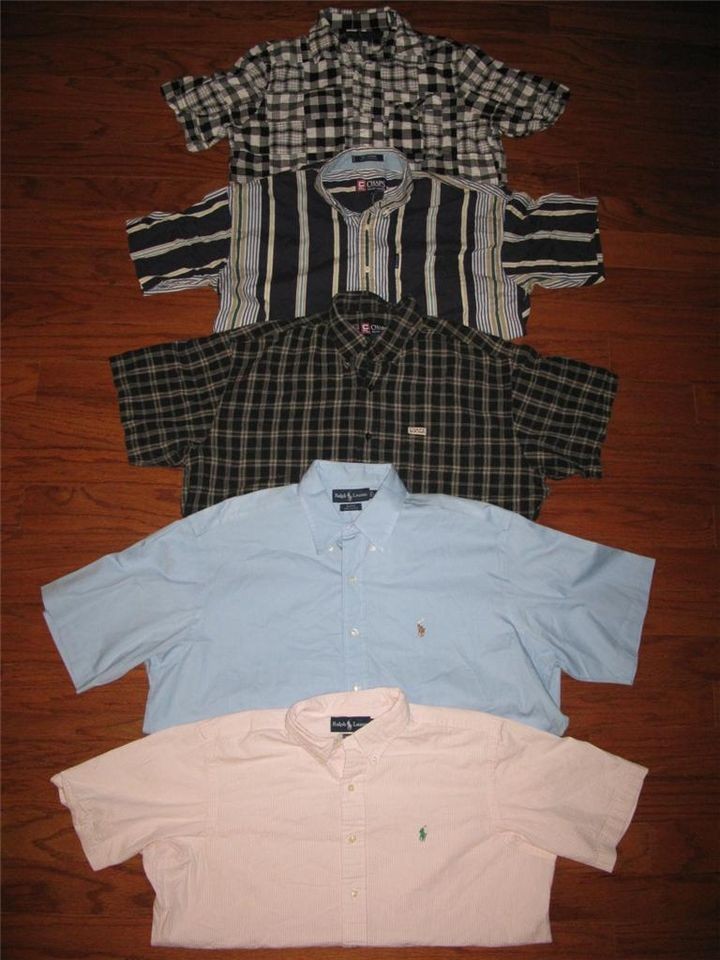   CHAPS RL SHORT SLEEVED DRESS SHIRTS CLASSIC CUSTOM BLAKE MED LRG