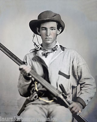 by 10 Photo Print Confederate Soldier, Great Shirt, Hat, Double 