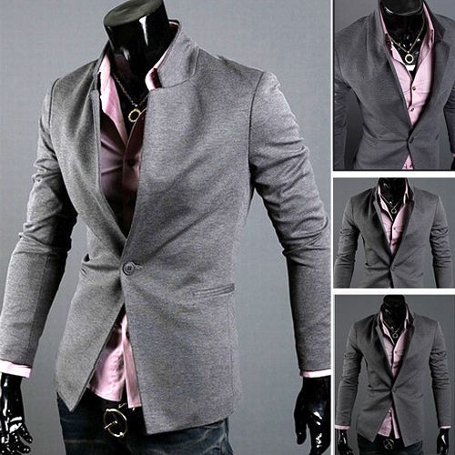 Korean Fashion Mens Casual Slim Fit Suit Sport Coat Blazer Jacket IN 