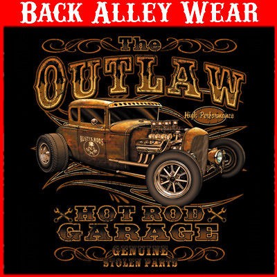 OUTLAW HOT ROD GARAGE SHIRT M 3XL BIKER VINTAGE RUSTY RODS GENUINE 