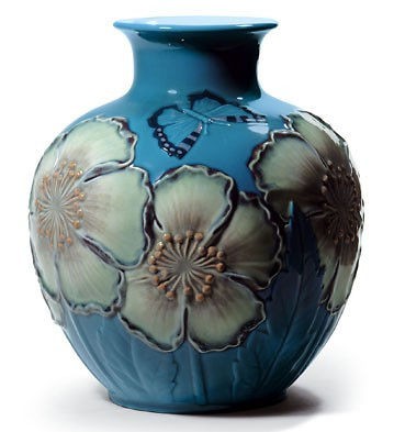 LLADRO VASE COQUELICOTS (BLEU) NEW IN BOX 8620