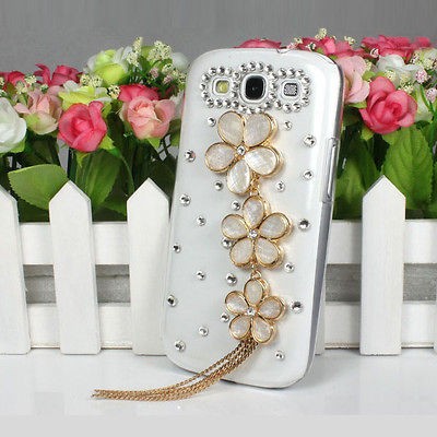 Bling Rhinestone Crystal Flower Hard Back Case Cover For Samsung 