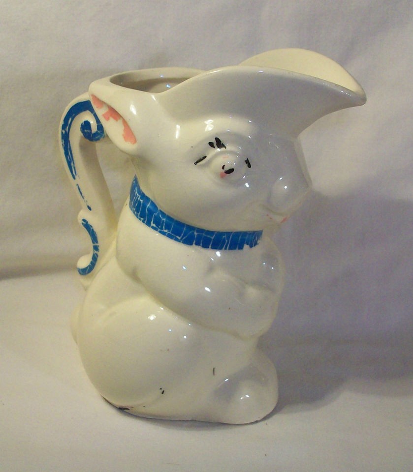 Vintage American Bisque Colonial Rabbit Milk Pitcher